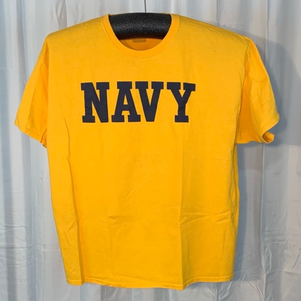 Armed Forces Gear dark navy yellow short sleeve tee shirt.